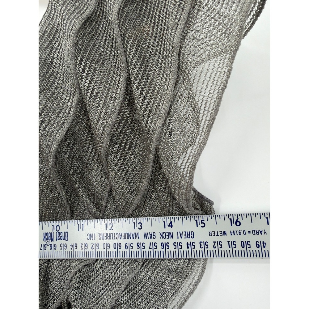Max Studio Silver Metallic Mesh Tiered Ruffle V-Neck Dress Small Fairy - Picture 6 of 8